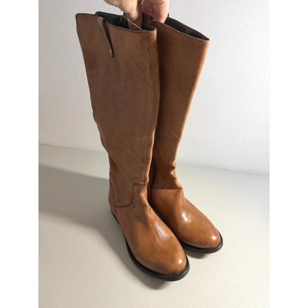 Steve Madden Arriesw Genuine Leather Knee High Riding Boots 7 Full Zip‎